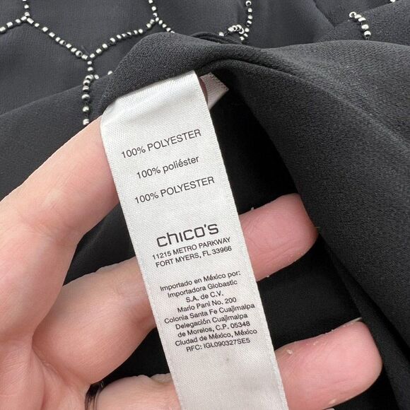 Chico's Women's 3/XL Full Zip Jacket Black Long Sleeve Geometric Polyester - Picture 5 of 6